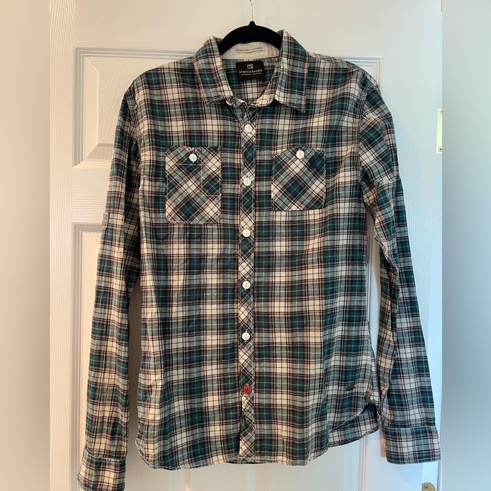 Scotch & Soda Green and White Button Down